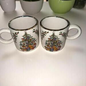 Arthur Wood England Coffee Mugs Cups Christmas Tree Set of 2